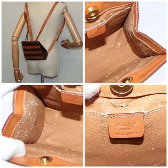 CELINE Macadam Canvas Backpack PVC Leather Brown Gold - Picture 15 of 15